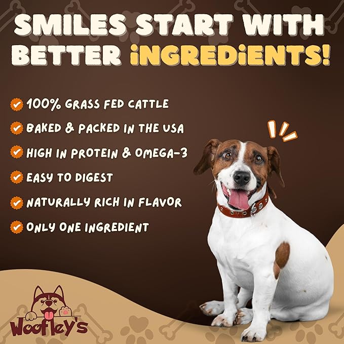 Woofley's 4" Buffalo Beef Cheek Roll -(50 Count)- Beef Cheek Rolls for Dogs - Long Lasting Natural Dog Chews