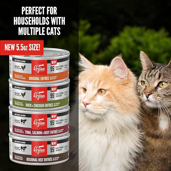 ORIJEN Premium Pate Wet Cat Food in Bone Broth Tuna Salmon & Beef Entrée 3oz Cans (24 Count)