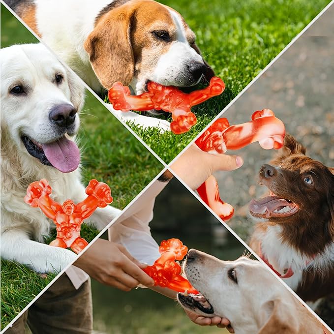 WinTour Indestructible Dog Toys for Large Dogs Aggressive Chewers, Tough Dog Toys for Aggressive Chewers Large Breed, Durable, Heavy Duty Chew Bone, Bacon Flavor