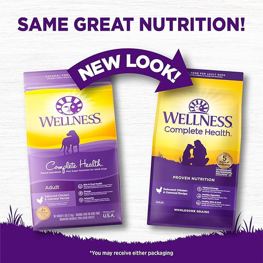 Wellness Complete Health Dry Dog Food, Wholesome Grains, Natural, Chicken & Oatmeal Recipe, (26-Pound Bag)