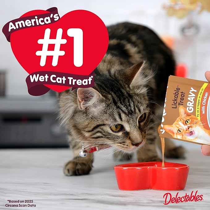 Hartz Delectables Gravy Non-Seafood Lickable Wet Cat Treat & Food Topper, Chicken, 12 Pack, 1.40 Ounce (Pack of 12)