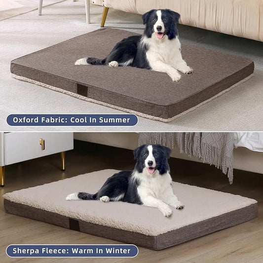 DaysU Dog Bed for Small Dogs, Orthopedic Dog Beds with Removable Washable Cover, Small Egg Crate Foam Pet Bed Mat, Brown, Suitable for Dogs Up to 20 lbs, 30x20x3in