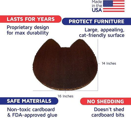 Cat Scratcher by Americat – Made in USA Cardboard Scratching Pad & Lounger – X Large, 2-Sided, Heavy, No-Shedding, Long-Lasting (Cat)