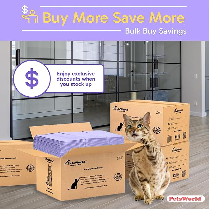 PETSWORLD Fresh Scented Cat Pads Refills for Tidy Cats Breeze Litter System 400 Pads for Cat Litter Box, 16.9x11.4 Inch