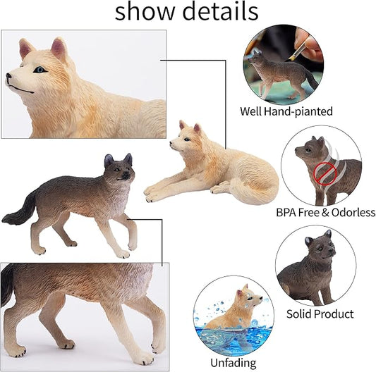 Toymany 8PCS Wolf Figures Forest Animals Toy Figurines - Realistic Jungle Zoo Animal Figurines,Educational Toy Cake Toppers Christmas Birthday Gift for Kids Boys Girls
