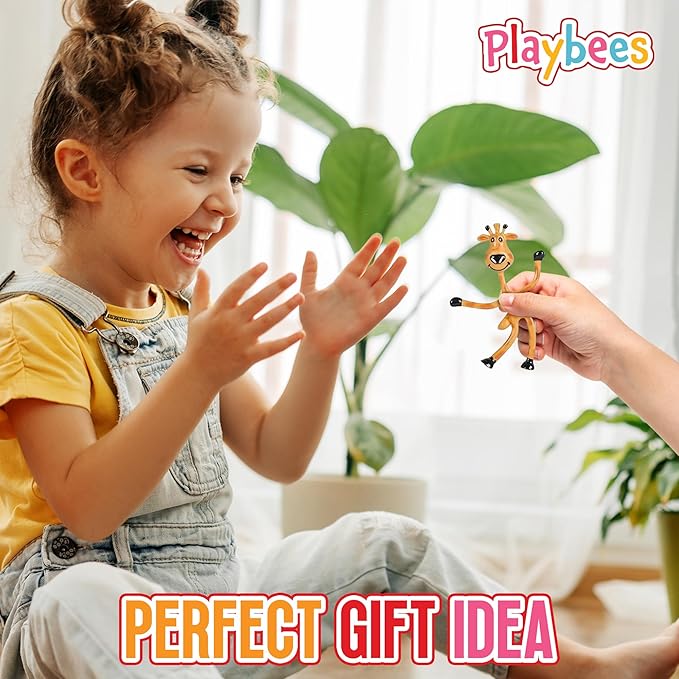 Bendable Mini Zoo Animals - 24 PCK - Durable Plastic & Flexible Animal Figures - Stress Relief Toys for Kids & Adults - Bendable Rainforest Creature Toys - Piñata Fillers, Goody Bag Stuffers