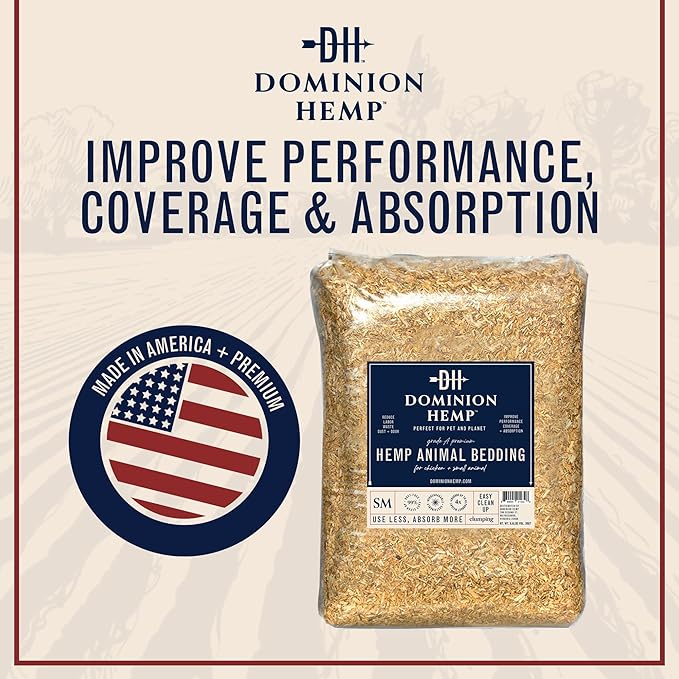 Premium Hemp Bedding for Chicken Coops 2 Cubic Feet (57L) - USA-Grown & Processed - Nesting Boxes for Chickens, Rabbits, Guinea Pigs, Hamsters, Reptiles, and Brooders - 6.6 lb. - 1 Pack