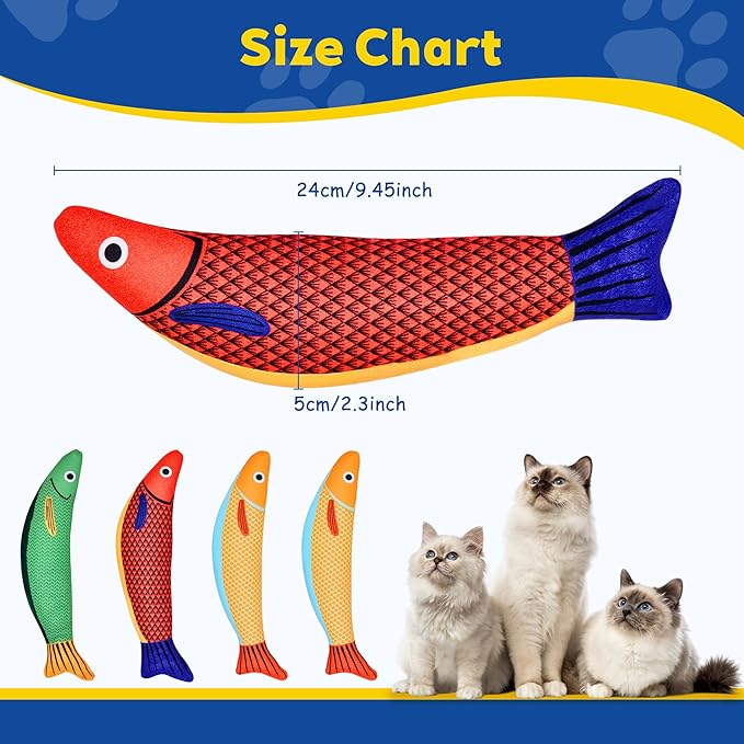Cat Toys, 3-Pack Catnip Toys for Cats, Soft and Durable with Rattle Sound, Interactive Kitten Toys for Indoor Cats, 9.4 Inches, Saury Fish Cat Chew Toy for All Breeds (Saury Fish)