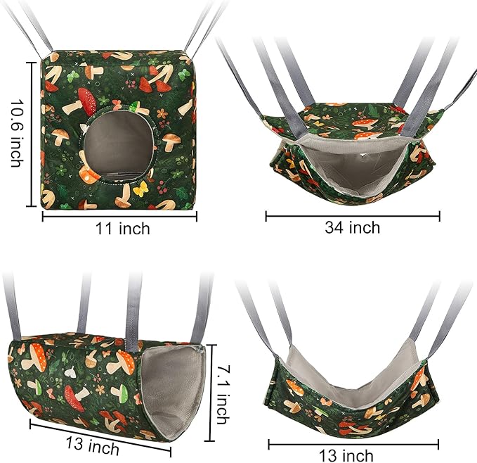 Glittme Ferret Hammock 4 Pack Ferret Cage Accessories Washable Rat Hammock Soft Guinea Pig Hammock for Ferrets, Rat, Sugar Glider, Squirrel