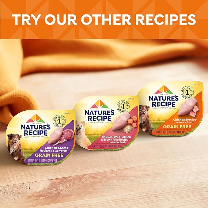 Nature's Recipe Grain Free Chicken Recipe in Savory Broth Wet Dog Food, 2.75 oz. Cup, 12 Count