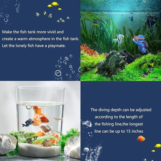 onesimcr Floating Fish Tank Decorations, Aquarium Decorations, Lovely Diver Fish Tank Decorations, Floating Device Fish Tank Accessories,Suitable for All Kinds of Fish Tanks…