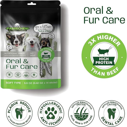 Cricket Protein Dog Treats – High-Protein Soft Dental Chews for Oral Health, Fresh Breath & Shiny Coat, Hypoallergenic, No Meat, Sensitive Dogs, Sustainable, (14 Pcs)