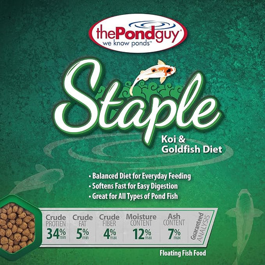 The Pond Guy Staple Fish Food for Backyard Koi & Goldfish, Choice Floating Pellets for Fish Wellness & Health, Smart Nutrition for Clean Ponds, 40 lbs