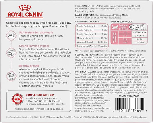 Royal Canin Feline Health Nutrition Kitten Thin Slices in Gravy Cat Food, 3 oz (Pack of 6)