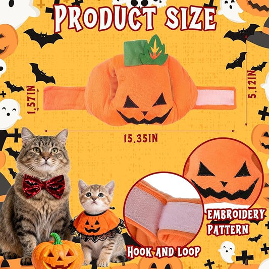 Cat Halloween Costumes Halloween Pumpkin Hat for Dogs Cats Adjustable Cute Orange Pumpkin Cap Festival Pet Head Dress Up Accessories for Halloween Puppy Kitten Cosplay Costume Gifts