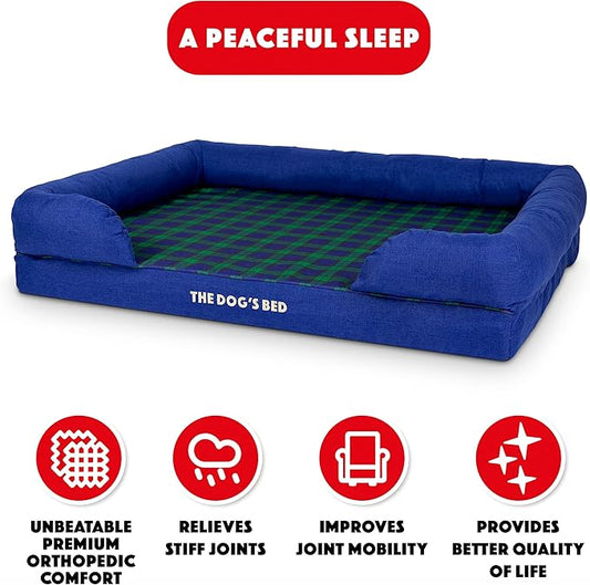 The Dog’s Bed, XL Black Watch Tartan 43.5x34, Memory Foam, Pain Relief: Arthritis, Hip & Elbow Dysplasia, Post Surgery, Lameness, Supportive, Calming, Waterproof Washable Cover, Veterinary Approved