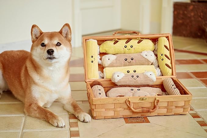 Squeaky Dog Plush Toy, Bakery Bite_Stick Collection, 12", for Various Sized Dogs (Baguette, Large)