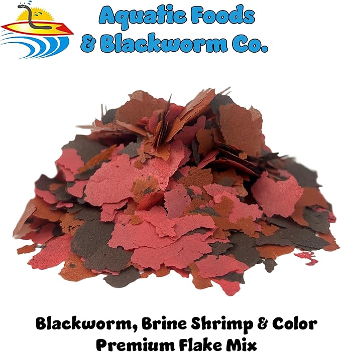Aquatic Foods Inc. California Blackworm, Brine Shrimp, Color Enhancing Premium Flakes for Discus, Cichlids All Community Tropical Fish Also Pellet Mix, Wafer Mix Included…6oz Jar