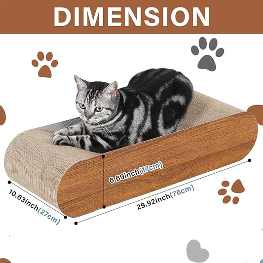 Cat Scratcher, Cardboard Lounge Bed, Bone Shape Design, Recyclable Corrugated Scratching Pad, Stable and Durable, Furniture Protector, Reversible, Brown