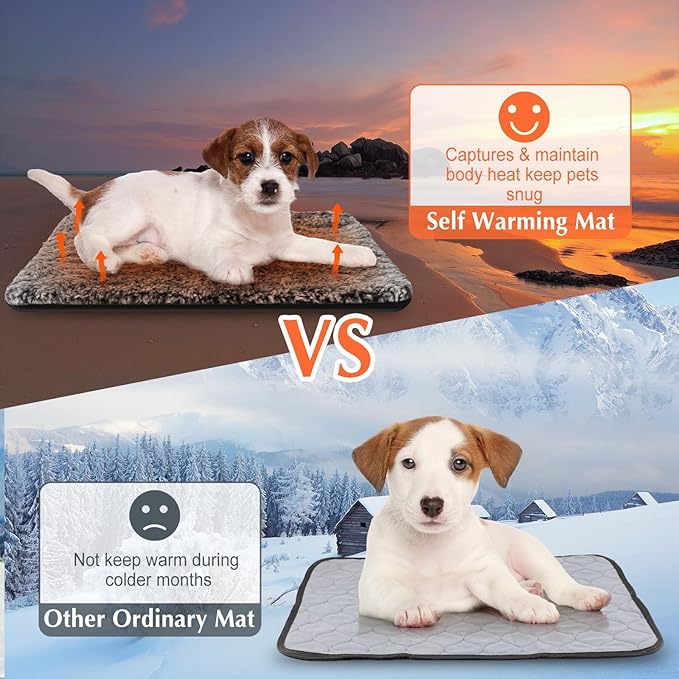 4 Pack Self Warming Cat Bed Indoor Self Heating Dog Cat Pad Washable 16 x 20 Inch Thermal Pet Kennel Pad Crate Bed Mat Reflect Body Heat for Outdoor(16 x 20 Inch,Gray)