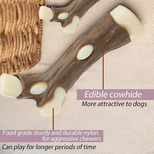 Dog Bones Chew Toys for Aggressive Chewers, 6 Pack Real Beef Flavor,Indestructible Dog Teething Chew Toys for Large/Medium/Small Puppies Breed,Tough Pet Toy with Durable Nylon