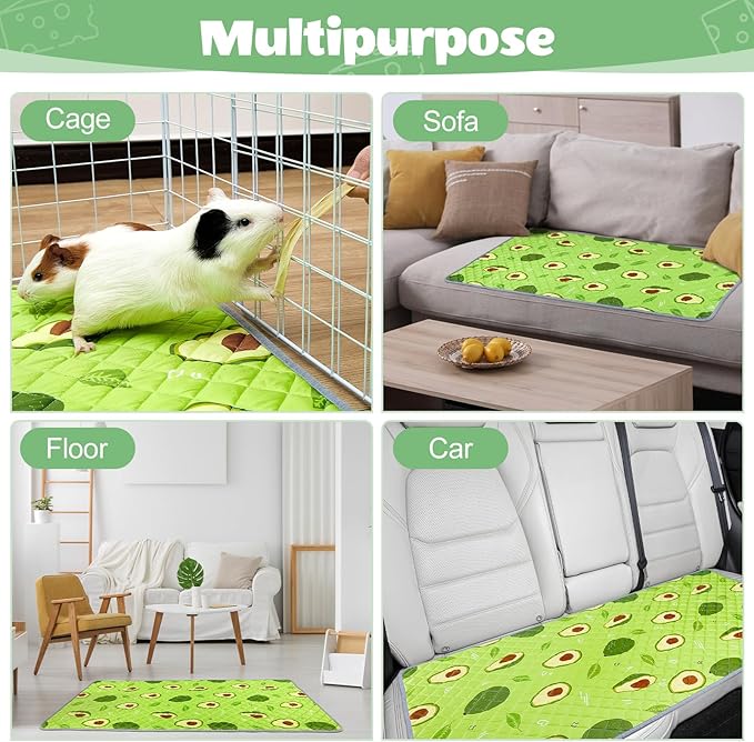 2 Pack Guinea Pig Bedding, Washable Guinea Pig Cage Liner Reusable Guinea Pig Mat Waterproof Guinea Pig Bedding for Cage, Super Absorbant Guinea Pig Pee Pads for Small Animals Hamster Rabbit Squirrel