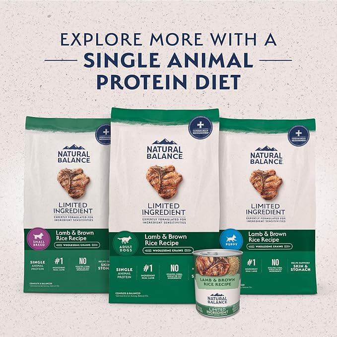 Natural Balance Limited Ingredient Large Breed Adult Dry Dog Food with Healthy Grains, Lamb & Brown Rice Recipe, 12 Pound (Pack of 1)