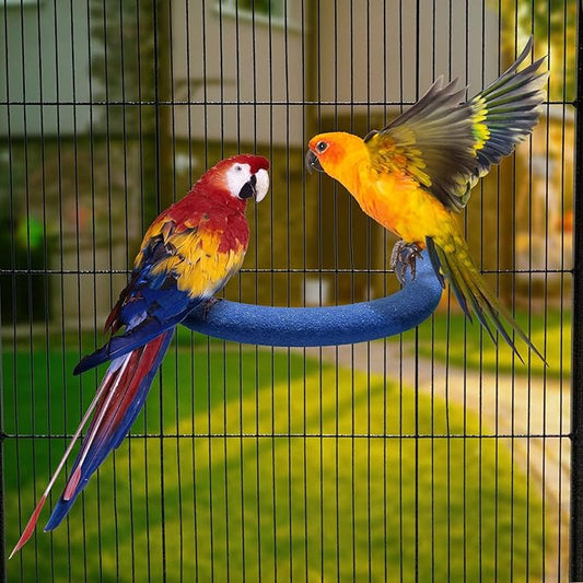 U Shape Parrot Perch Stand Toy Bird Platform Sand Paw Grinding Clean Stick Exercise Conure Budgie Cockatiel Cage Accessories (Small-Blue)