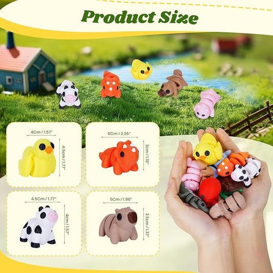 10PCS Mini Animals Set, 3D Printed Little Animals Articulated Flexible Fidget Toy, Mini Animal Figurines Toy, 3D Printed Cute Animal Toys Home, Office, Executive Desk for Christmas Decoration