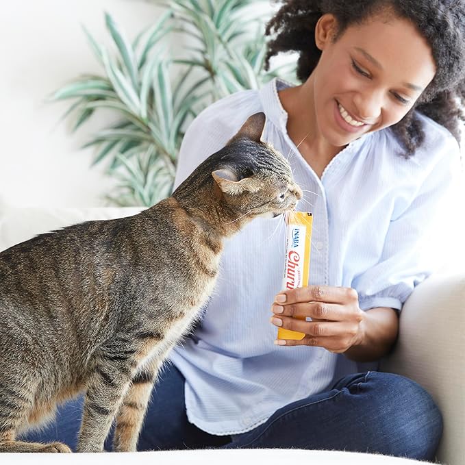 INABA Churu Cat Treats, Lickable, Squeezable Creamy Purée Cat Treat with Green Tea Extract & Taurine, 0.5 Ounces Each Tube, 20 Tubes, Tuna Variety Box