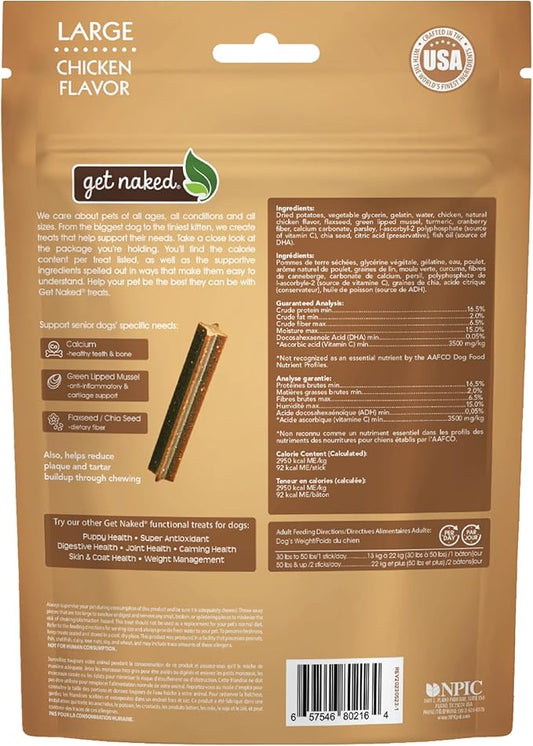 Get Naked Dental Sticks Grain-Free Chicken Flavor Dog Treats, Senior Health Large 6.6-oz Bag
