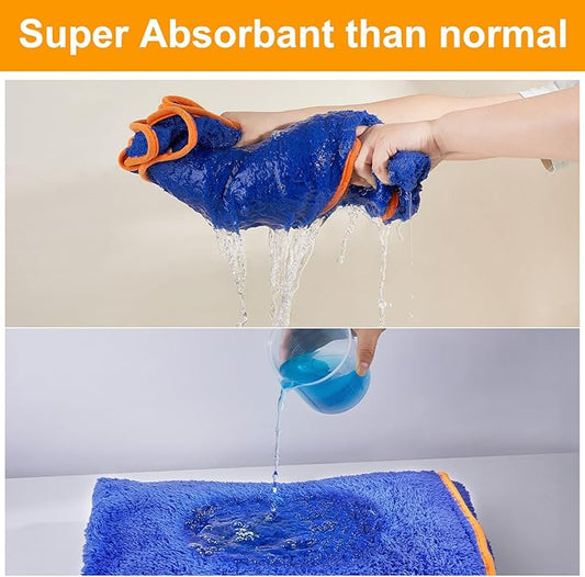 Bienbee Dog Bathrobe, Quick Drying Super Absorbent Dog Robes for After Bath, Warm Keeping Dogs Towel, Dogs Bath Supplies, Dark Blue L