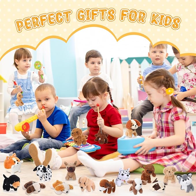 Sosation 20 Pcs Mini Plush Stuffed Puppy Bulk Dog Party Favor Gift Toy Soft Plush Dog for Goodie Bag Fillers Kids Baby Show Birthday Carnival Prize Party
