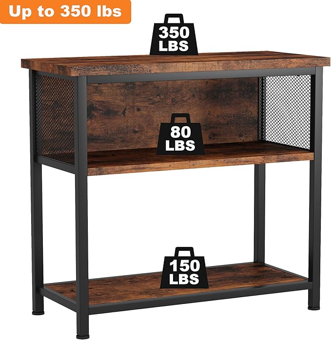 BSONE 20-29 Gallon Fish Tank Stand, Aquarium Stand Shelf, 0.71" Thickened Tabletop, 31" W x 17" D x 31" H, Rustic Brown