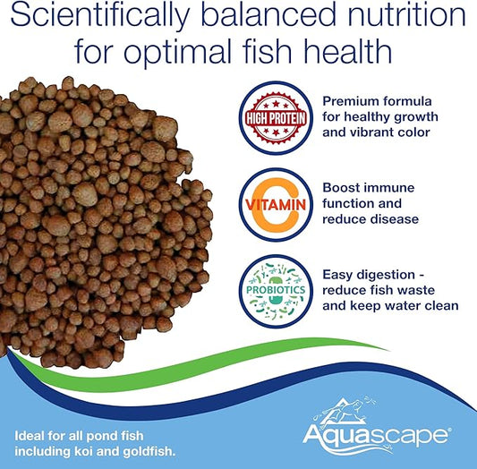 Aquascape 50003 Premium Staple Fish Food Pellets for Large Pond Fish, Large Pellet, 44 pounds