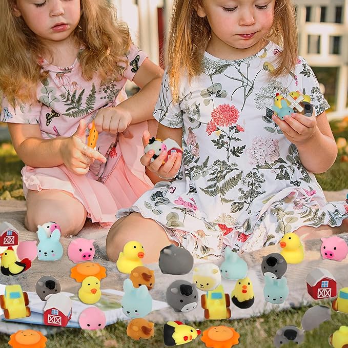 Erweicet 36 PCS Farm Animal Mochi Squishy Toys Stress Squishy Toys for Kids Party Favors