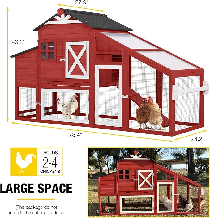 Aivituvin Chicken Coop Mobile Hen House on Wheels Wooden Poultry Cage Rabbit Hutch with Nesting Box,Leakproof Pull-on Tray