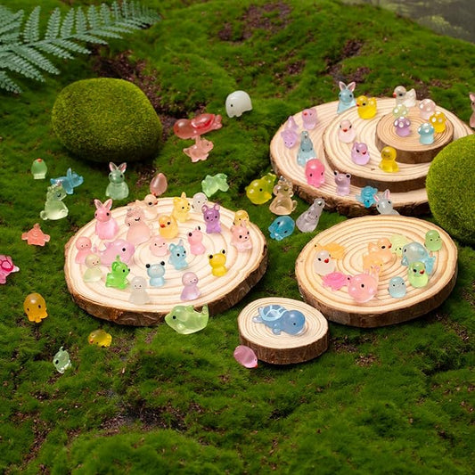 80PCS Luminous Mini Resin Animals Tiny Glow in The Dark Miniature Accessories Ducks Figures Variety Pack for DIY Micro Landscape Aquarium Dollhouse Garden Decoration