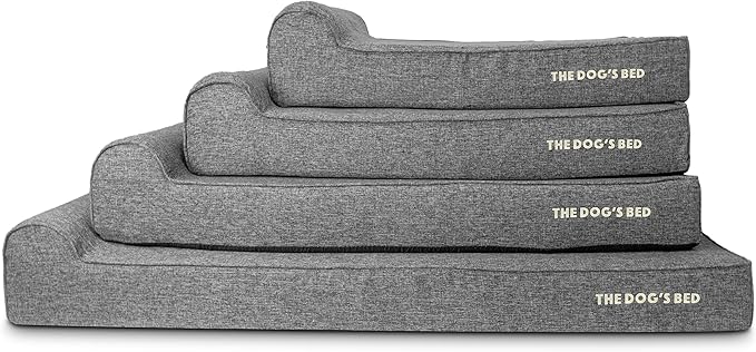 The Dog’s Bed Orthopedic Headrest Dog Bed XL Linen Grey 46x28, Memory Foam, Pain Relief for Arthritis, Hip & Elbow Dysplasia, Post Surgery, Lameness, Veterinary Approved, Waterproof Washable Cover