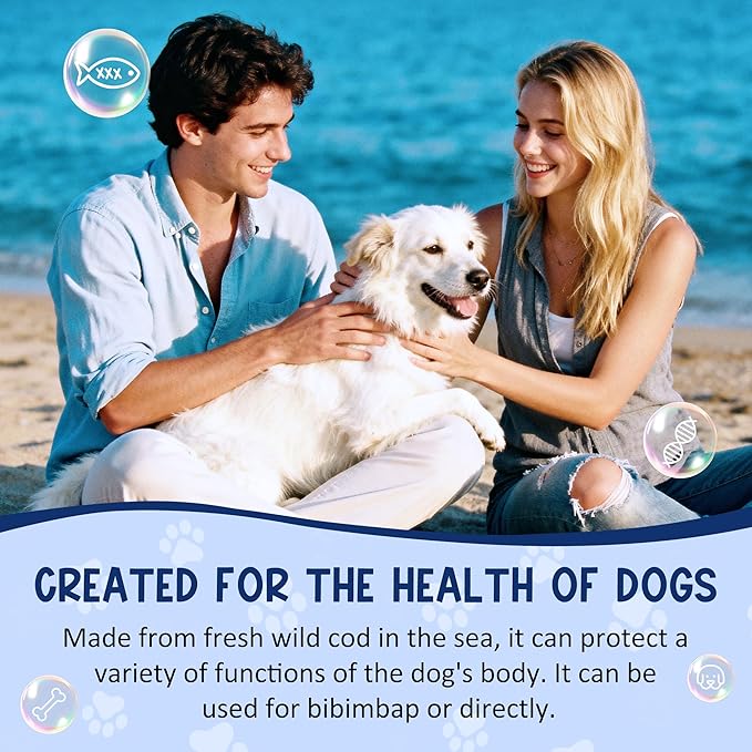Natural Cod Skins for Dogs - Single Ingredient Dog Treats, Grain Free & Hypoallergenic - Dental Chews for Teeth Cleaning & Fresh Breath - Rich in Omega-3 for Skin & Coat Health(Long Cigar 1 ib)
