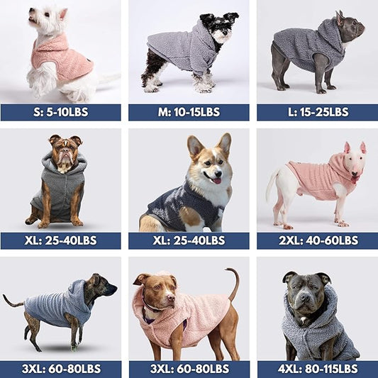 Spark Paws Teddy Dog Sweater, Sherpa Jacket Vest with Warm Fleece Lining, Winter Coat Suitable for Small Medium Large XL XXL Breeds - Pink - 3XL