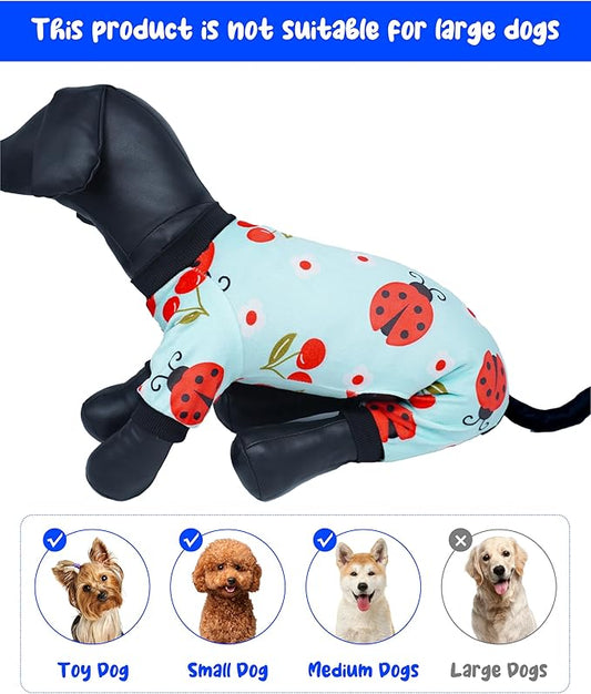 PET SHOW 4 Pack Small Dog Pajamas Spring Dog Clothes for Medium Dogs Girl Boy Soft Stretchy PJs Bee Ladybug Jumpsuit Puppy Floral Onesies Outfits with Sleeve Pets Dachshund Costume(XXL, Spring)