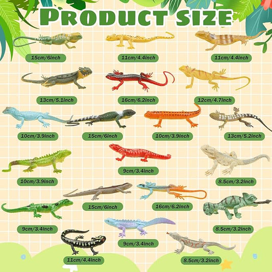 20PCS Reptile Lizard Figures Plastic Lizard Toys Reptile Realistic Lizards Animal Figures for Halloween Party Decoration, Practical Joke Educational Toys