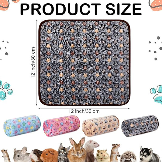 8 Pcs Guinea Pig Bedding Cage Liners Bulk Blankets Small Animal Flannel Throw Bedding Waterproof Absorbent Reusable Pet Pee Sleep Mat Pad Cover for Hamster Ferret(Star,12 x 12 Inch)
