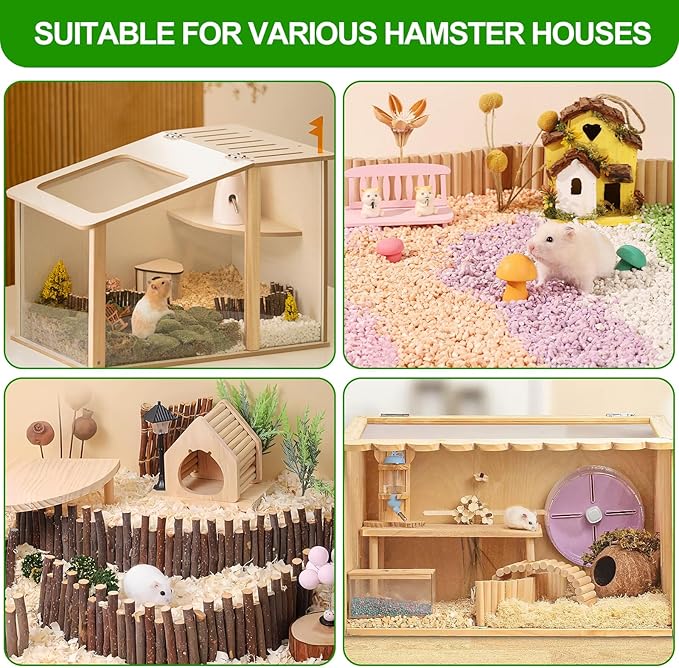 Hamster Cage Sprays Flower Foraging Holder - Natural Wood Feeding Stand, Small Pet Habitat Accessories for Hamsters Mouse Guinea Pig Dwarf Gerbils Syrian Mice (Rectangle Shape)