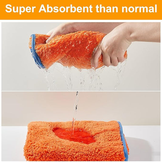 Bienbee Dog Bathrobe, Quick Drying Super Absorbent Dog Robes for After Bath, Warm Keeping Dogs Towel, Dogs Bath Supplies,Orange S