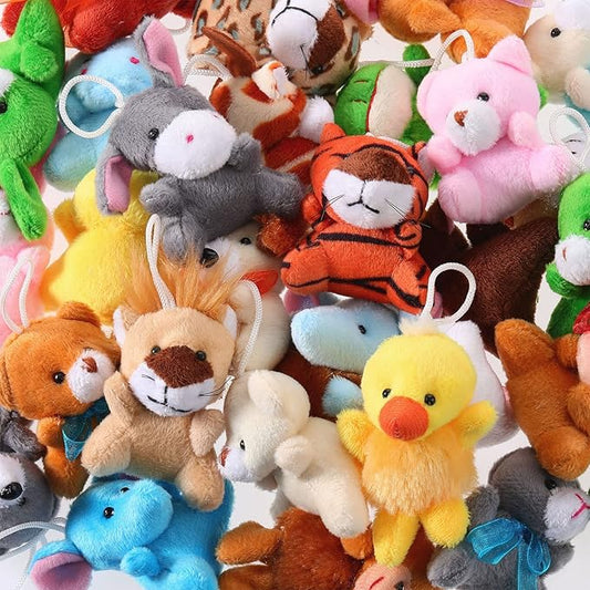 Skylety 60 Pack Mini Plush Animals Bulk Mini Stuffed Animals Plush Toy Small Stuffed Keychain Cute Assortment for Carnival Prizes, Party Favor, Kindergarten Goodie Bag Fillers