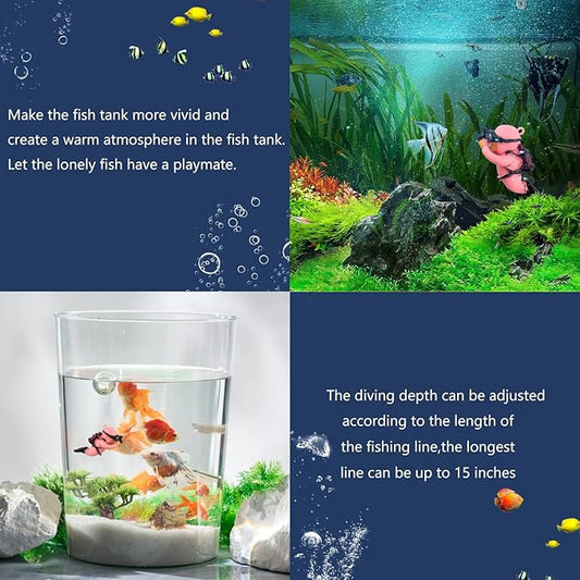 onesimcr Floating Fish Tank Decorations, Aquarium Decorations, Lovely Diver Fish Tank Decorations, Floating Device Fish Tank Accessories,Suitable for All Kinds of Fish Tanks(Pink)…