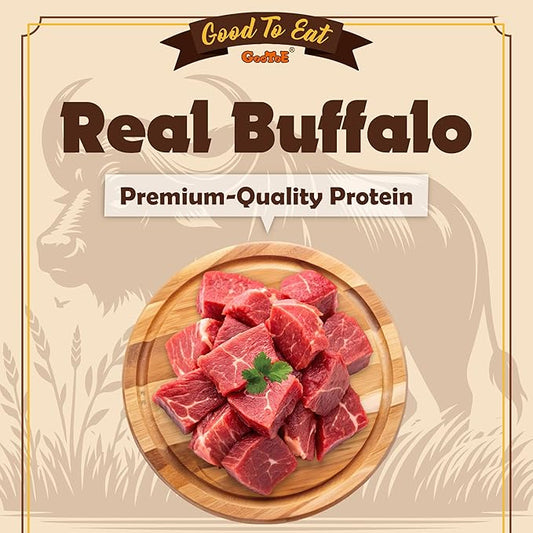 Gootoe Buffalo Dog Treats, Buffalo Bites Bone Shaped 1.5 lb Natural Low-Fat Chews for Training & Rewards, Limited Ingredient, Resealable Bag, Perfect for Small Dogs & Puppies