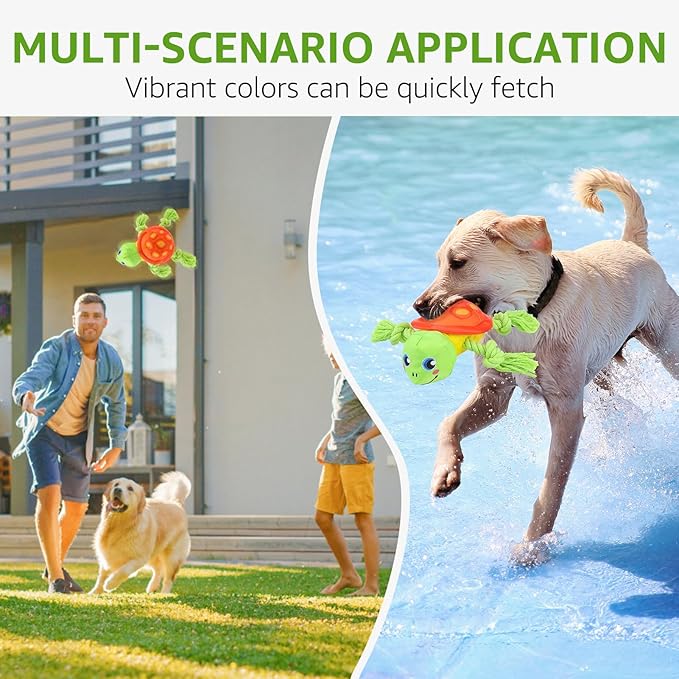 SCENEREAL Turtle Dog Toy - Chew & Fetch Toy for Medium Large Dogs, Floats on Water for Pool, Lake or Beach, Fall Halloween Puppy Toys Interactive Outdoor Training Retrieving Dummy
